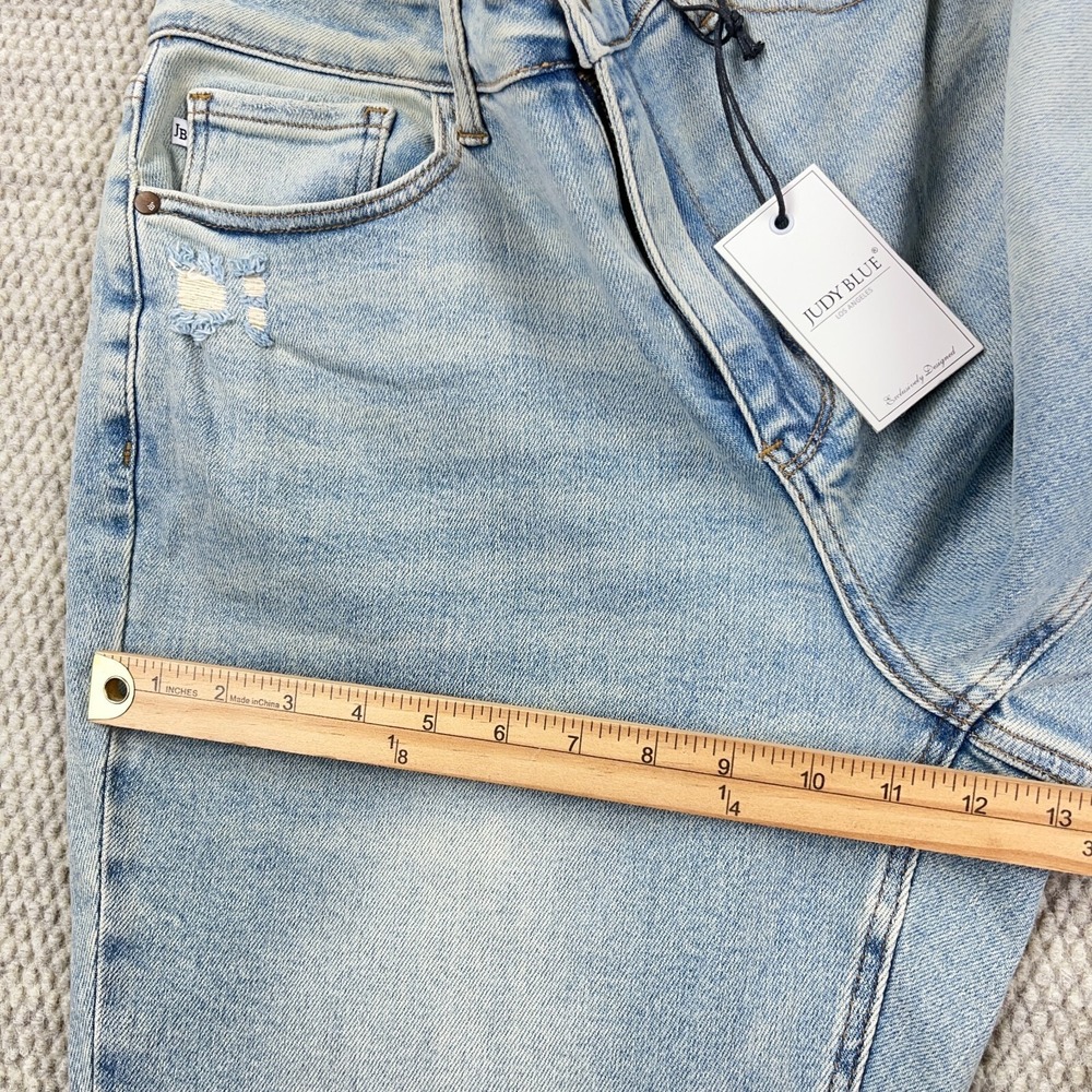Judy Blue Jeans Women 16W Straight Leg High Waist Light Wash Distressed Holes - Picture 15 of 16